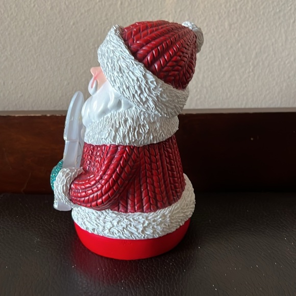 Vtg Lighted Glitter Santa Holding Sparkly Christmas Tree in Green Gloves - Picture 7 of 9